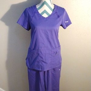 Purple S/M grey's anatomy scrub set